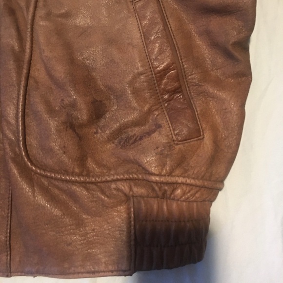 Vintage Nordstrom Brass Plum Leather Bomber Jacket - Picture 3 of 16